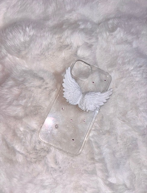 Angel wings phone case, pink